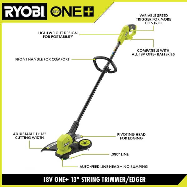 RYOBI ONE+ 18V Cordless String Trimmer/Edger and Cordless Leaf Blower with  Extra 3-Pack of Spools, 4.0 Ah Battery, and Charger P2039-AC The Home  Depot