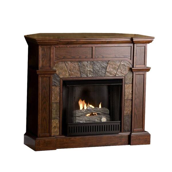 Southern Enterprises Cartwright 46 in. Convertible Gel Fuel Fireplace in Espresso with Faux Slate