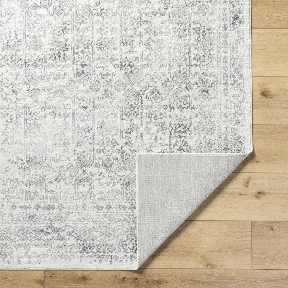 Eleganza Light Grey Trellis 5'3" x 7'1" Synthetic Area Rug