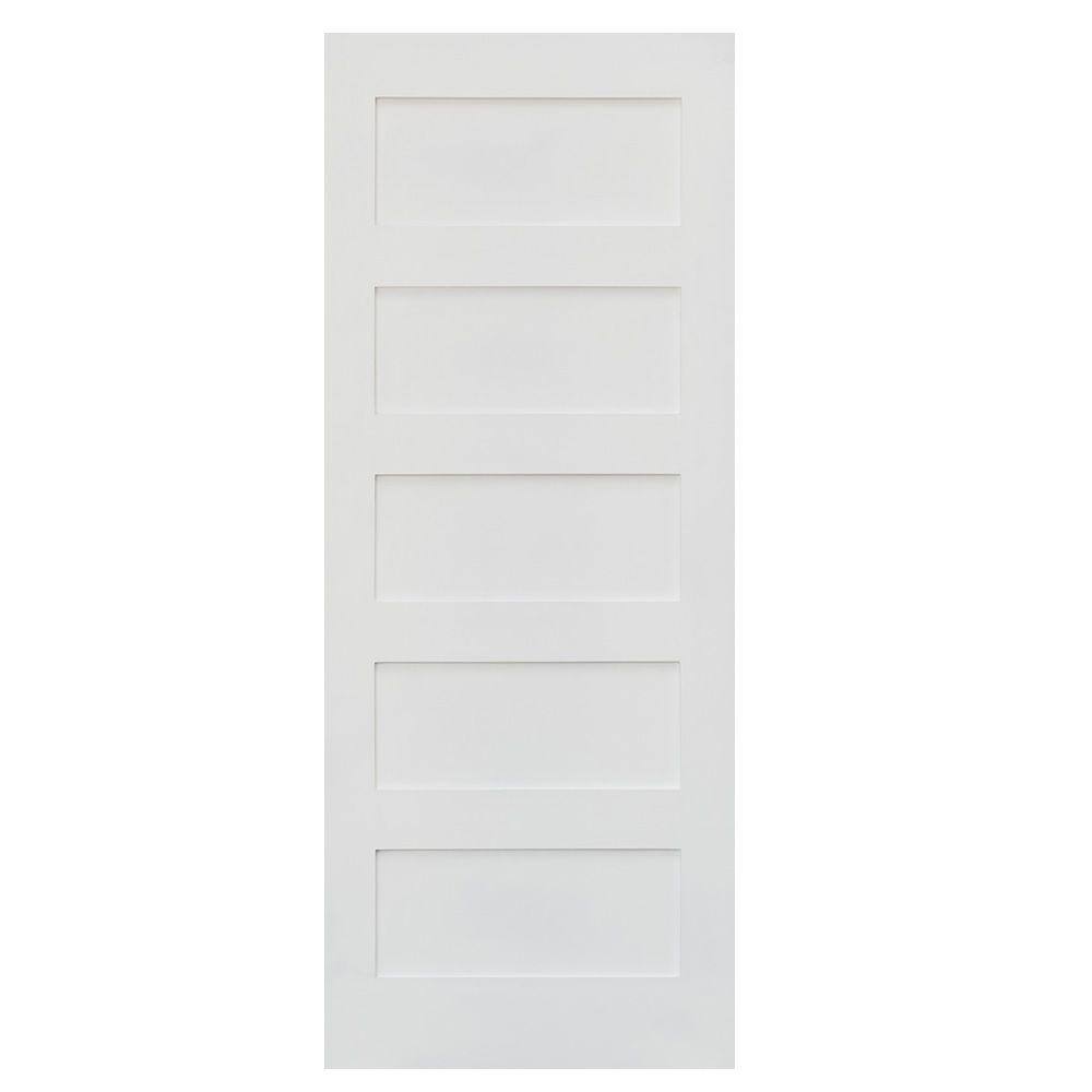 Krosswood Doors 32 in. x 96 in. Shaker 5Panel Primed Solid Hybrid Core