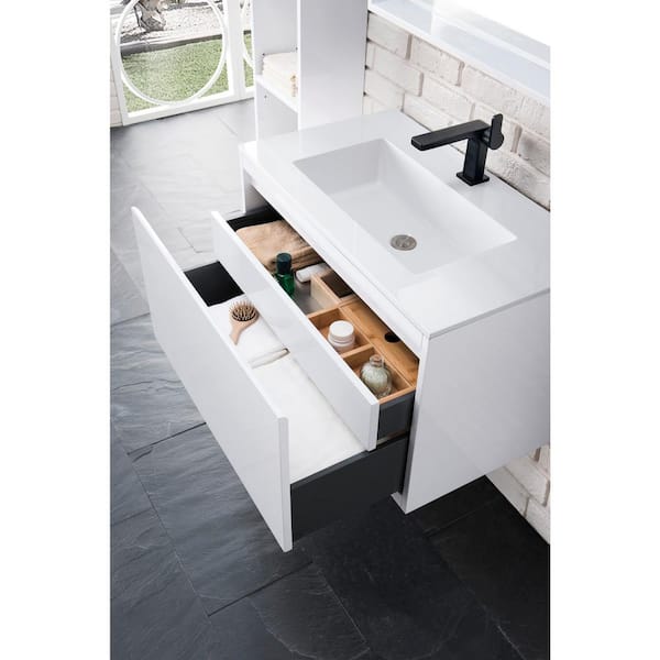 James Martin Vanities Milan 31.5 in. W x 18.1 in. D x 20.6 in. H Bathroom  Vanity in Glossy White with Glossy White Top 801V31.5GWGW - The Home Depot