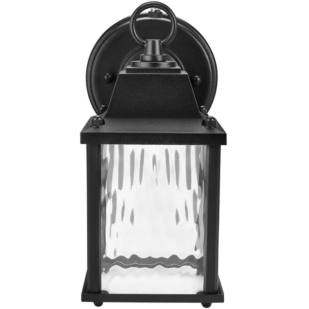 Black Aluminum LED Lantern Sconce with Clear Glass