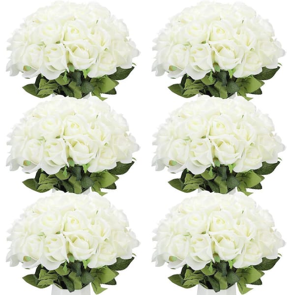 Unbranded 20 in. Beige Outdoor Artificial Rose Plastic Flower for Home (50-Piece)