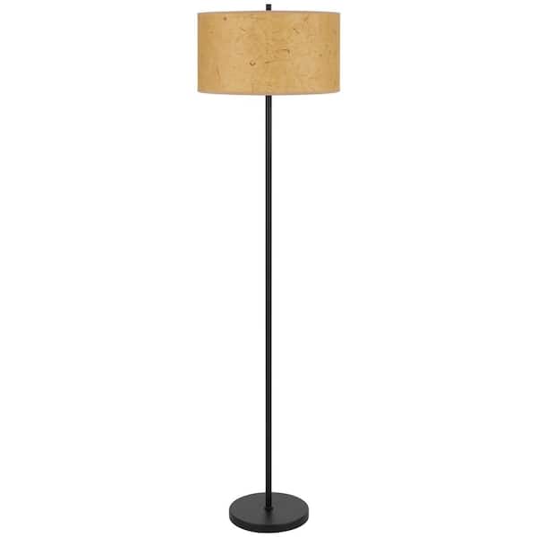 CAL Lighting 61 in. Black 1-Light Standard Floor Lamp with Drum Shade