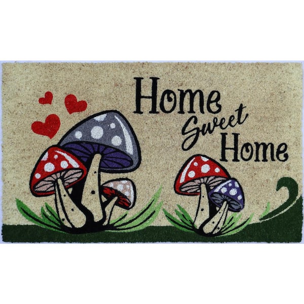 Vinyl Back Mushrooms 30 in. x 18 in. Coir Door Mat