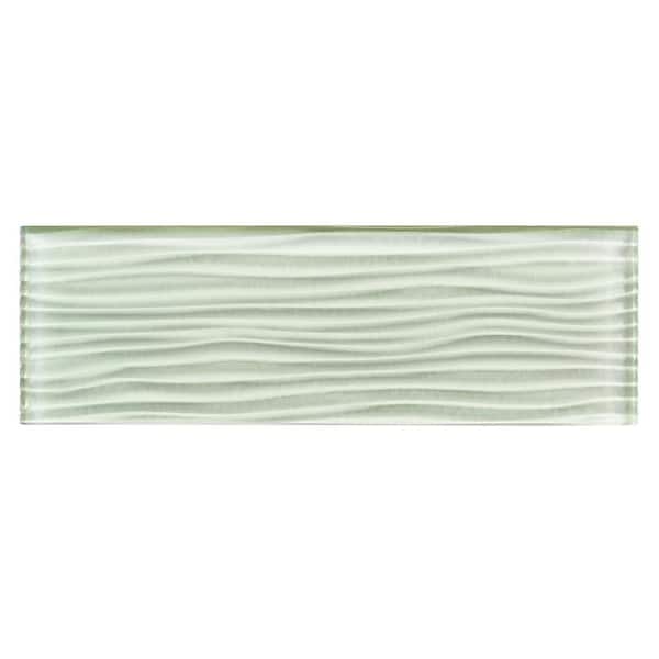 Enchant-Parade Florette Light Green 12 in. x 4 in. Subway Textured Polished Glass Wall and Floor Tile (3.26 sq.ft./Case)