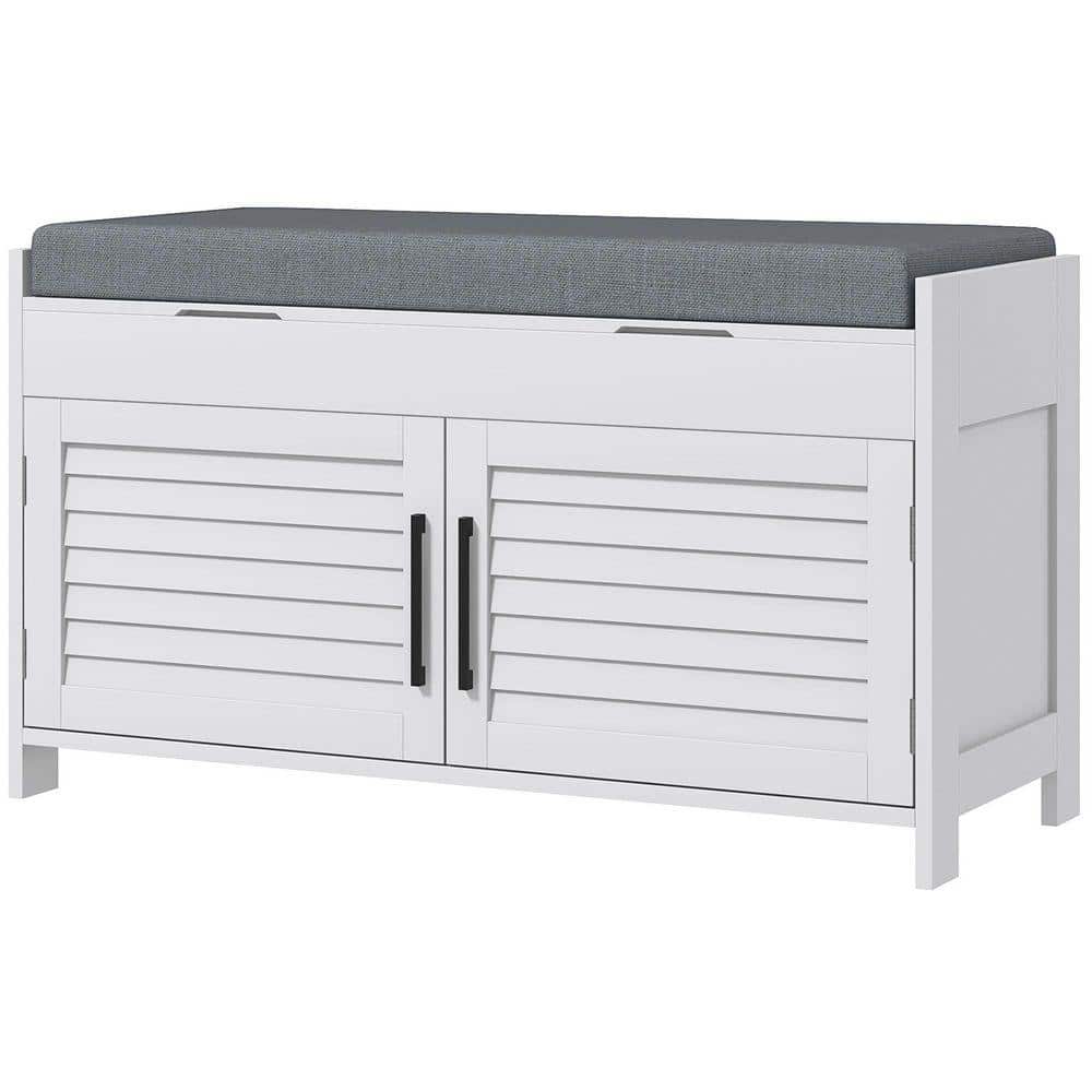 NEW 43.2 Gal. White MDF Entryway\Outdoor Storage Bench with Shoe