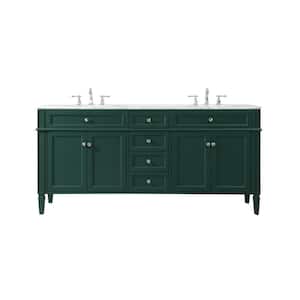 Simply Living 72 in. W x 21.5 in. D x 35 in. H Bath Vanity in Green with Carrara White Marble Top