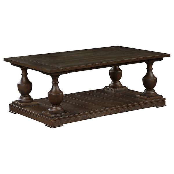 Coaster Walden 50 in. Coffee Brown Rectangle Wood Coffee Table with Turned Legs
