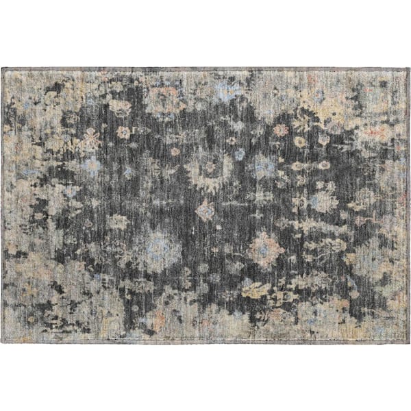 Mayfield Premium Machine Washable Abstract AMF2302 Charcoal 3 ft. x 4 ft. Area Rug
