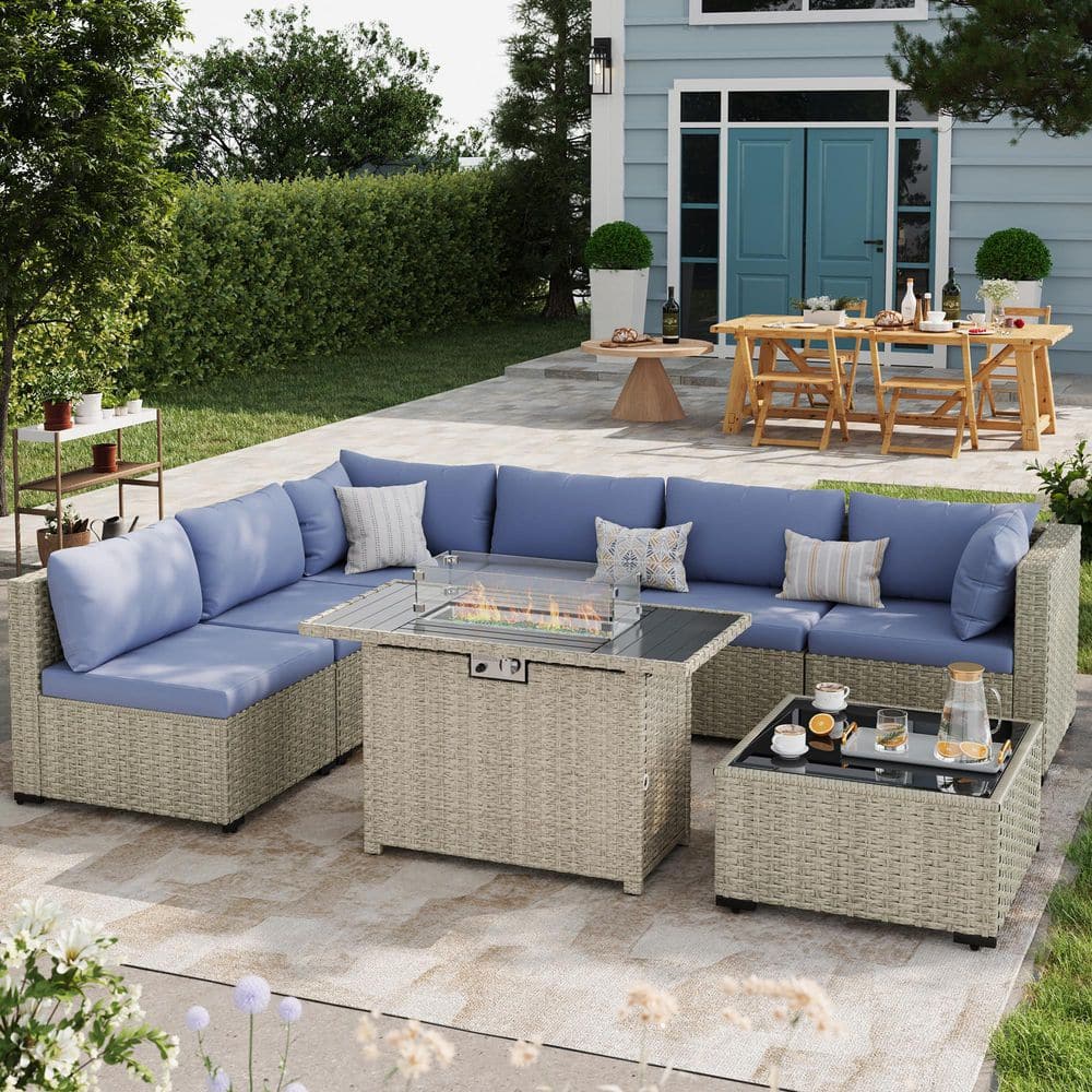 8 piece Modular Patio Conversation Sets with Cushions and Fire Pit price history on PriceWatchPro