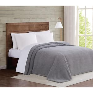 Lavish Home Gray Oversized Flannel Fleece Throw Blanket 66-THROW053 - The  Home Depot