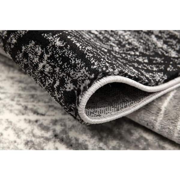 Montage Grey 2 ft., 3 in. x 4 ft. Modern Abstract Doormat Area Rug Entrance Floor Mat