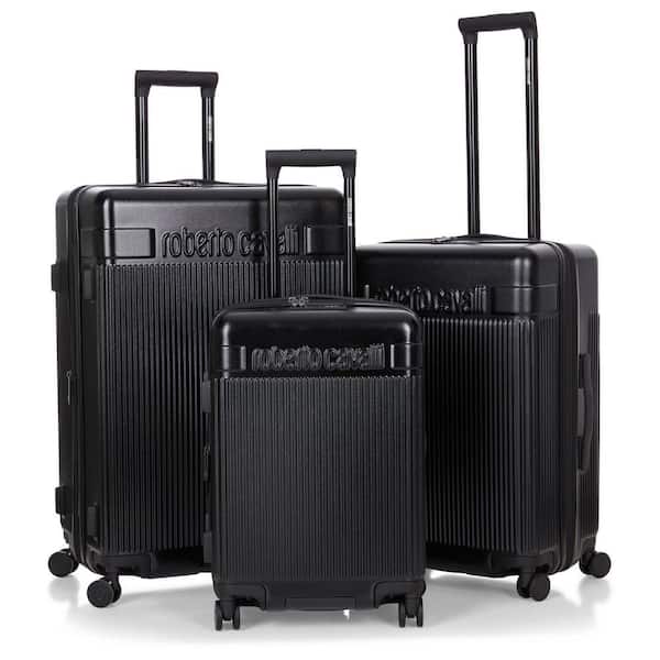 J&V TEXTILES Roberto Cavalli Luxury 3-Piece Black Expandable Hard
