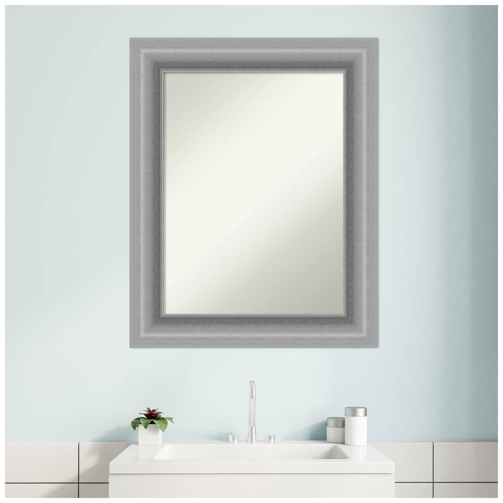 Peak Polished Silver Rectangular Bathroom Vanity Mirror