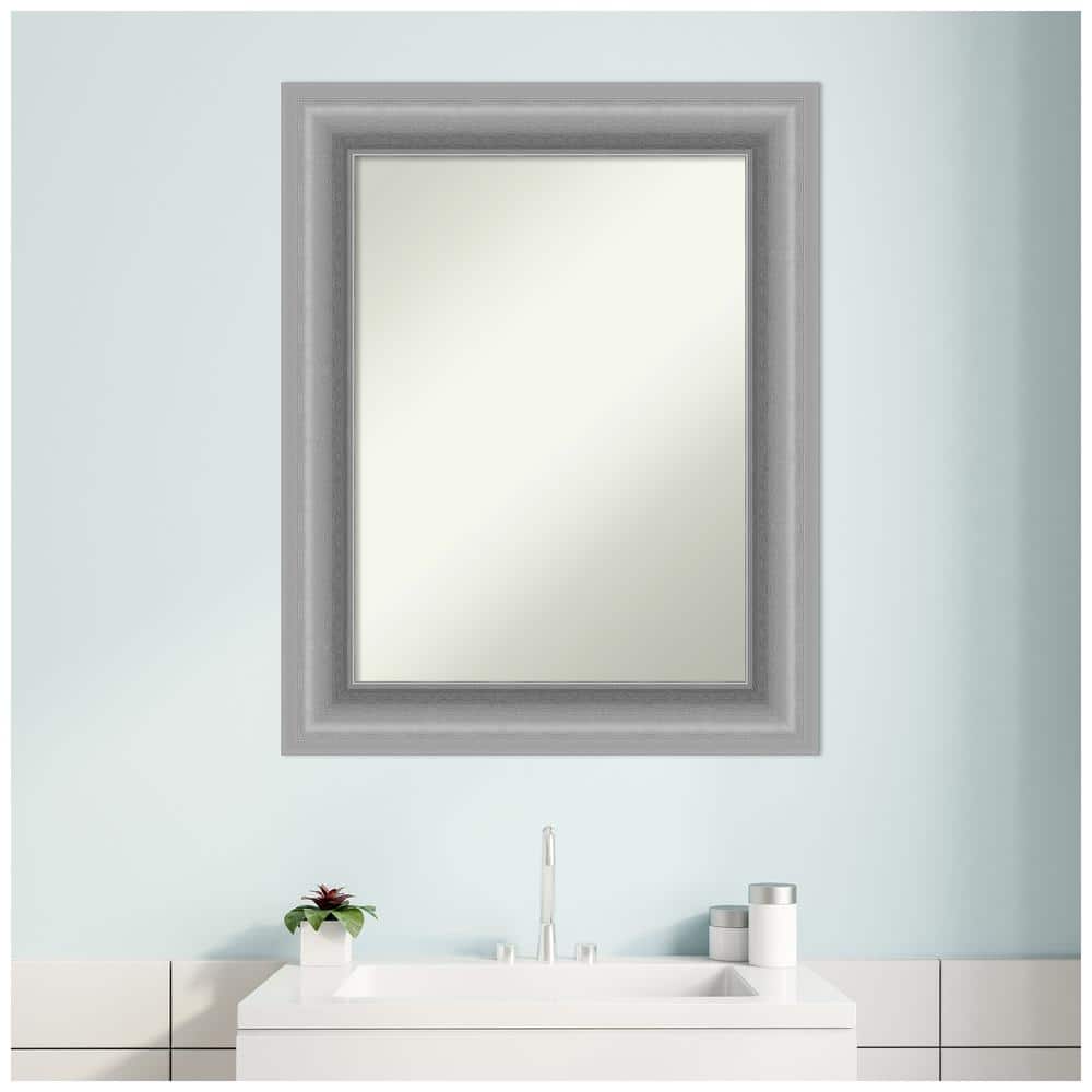 Peak Polished Silver Rectangular Bathroom Vanity Mirror
