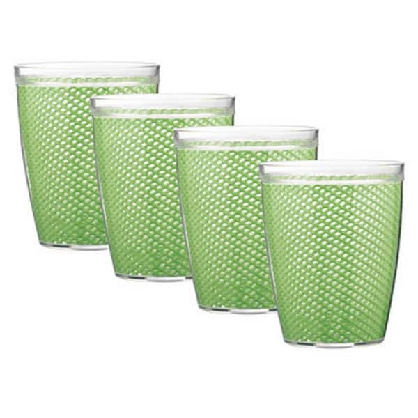 Kraftware Fishnet 14 oz. Mist Green Insulated Drinkware (Set of 4)