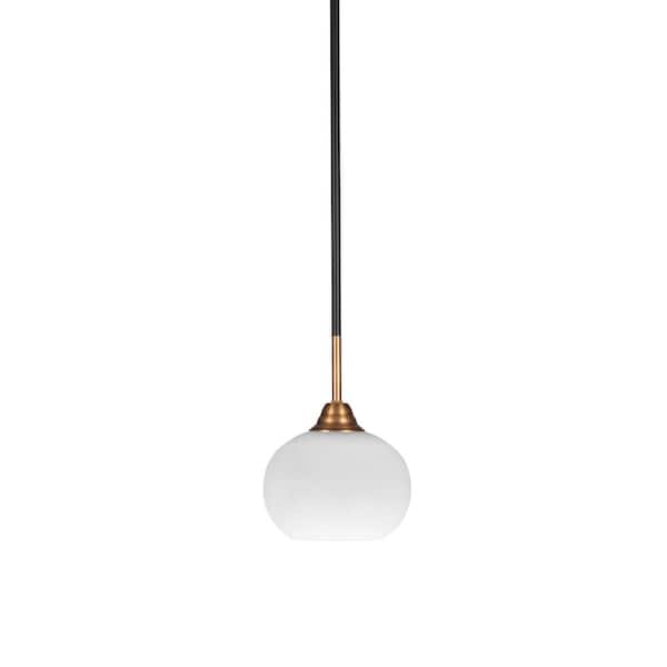 Unbranded Madison 100-Watt 1-Light Matte Black and Brass Shaded Pendant Light with 7 in. White Muslin Shade, No Bulb Included