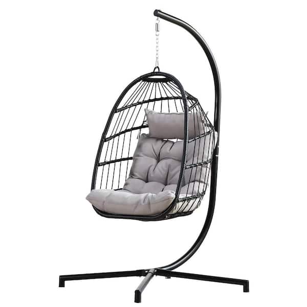 Cesicia 1-Person Aluminum Porch Swing with UV Resistant and Gray Cushion