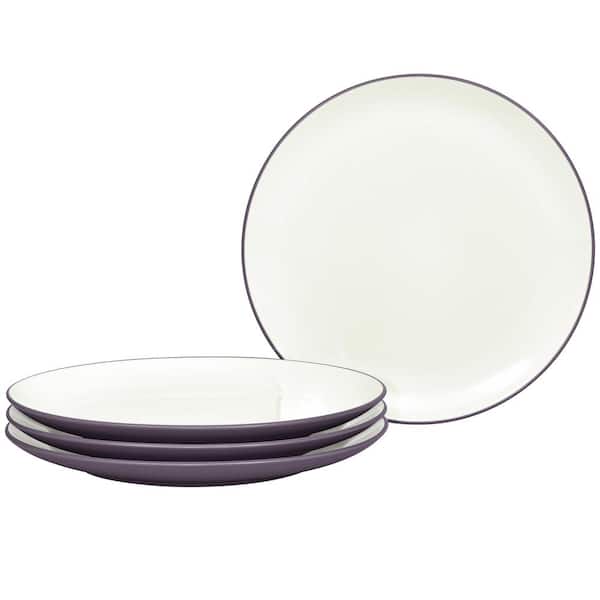 Colorwave Plum 8.25 in. (Purple) Stoneware Coupe Salad Plates, (Set of 4)