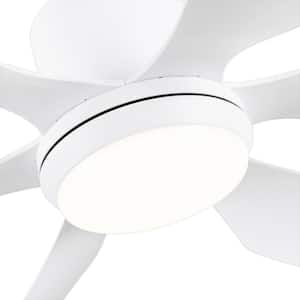 Misael 66 in. LED Indoor Matte White Ceiling Fan with Downrod, Remote and Reversible DC Motor Light Kit Adaptable