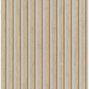 Natural Brown Slat Wood Wallpaper Sample