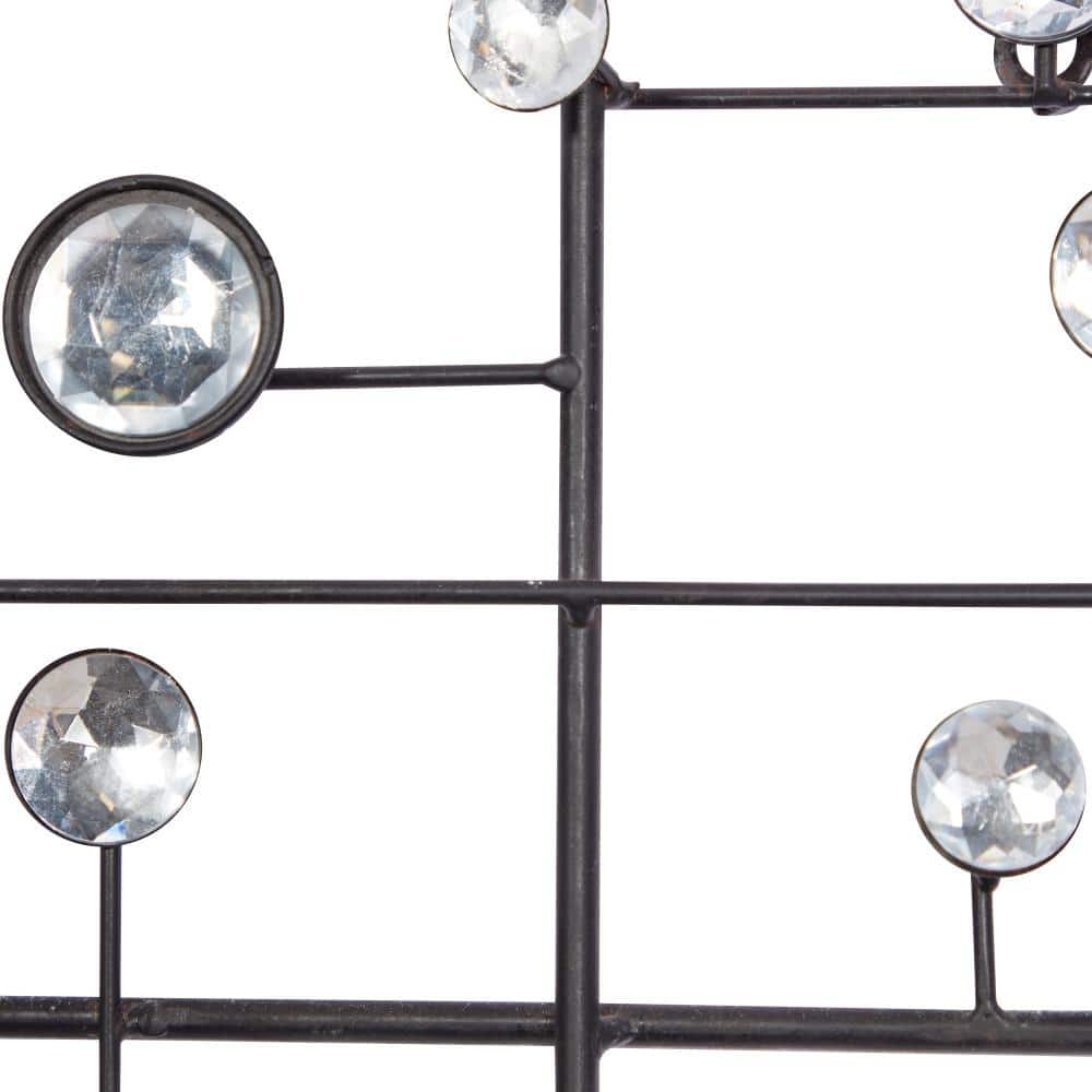 Silver Geometric Metal Wall Sculpture with Glass Beads