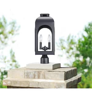 Presence 2-Light Black Outdoor Lamp Post Light Fixture with Clear Glass