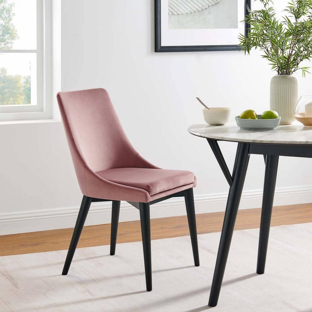 Dusty Rose Velvet Upholstered Side Chair with Wood & Metal Frame
