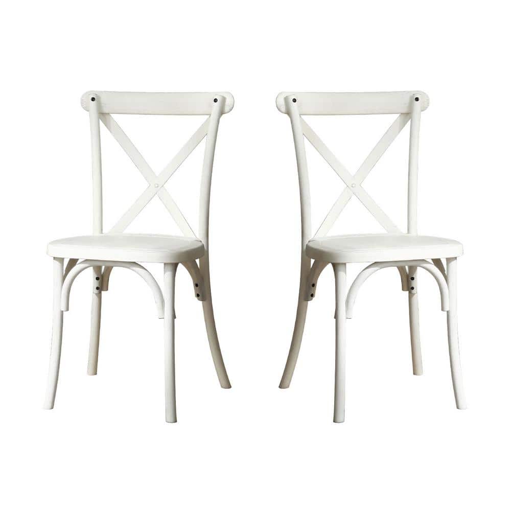 2-Pack Outdoor Resin X-Back Chair Dining Chair, Retro Natural Mid Century C