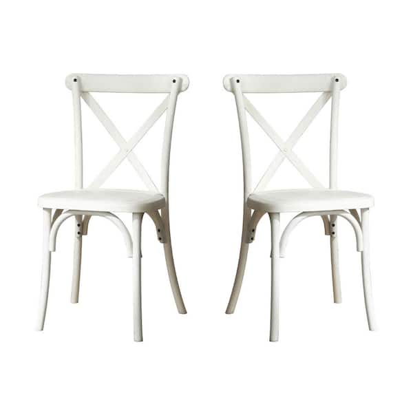 SOTEN RUGGED TABLET LLC 2-Pack Outdoor Resin X-Back Chair Dining Chair, Retro Natural Mid Century Chair Modern Farmhouse Chair, Lime Wash