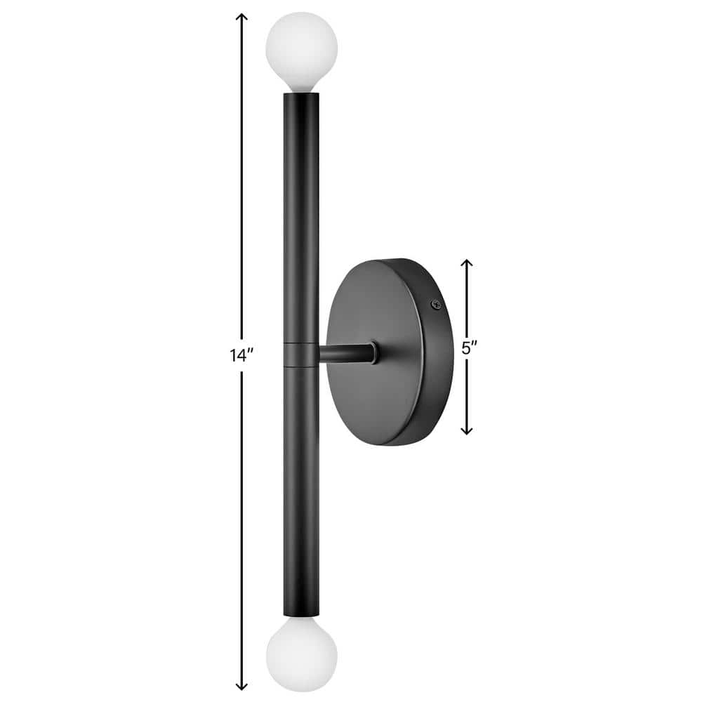 Millie 14" Black Steel Dimmable Cylinder Wall Sconce
