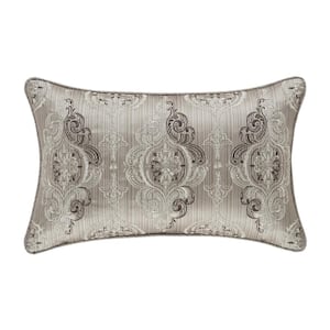 Camilla Silver Polyester 14 in. x 22 in. Boudoir Decorative Throw Pillow