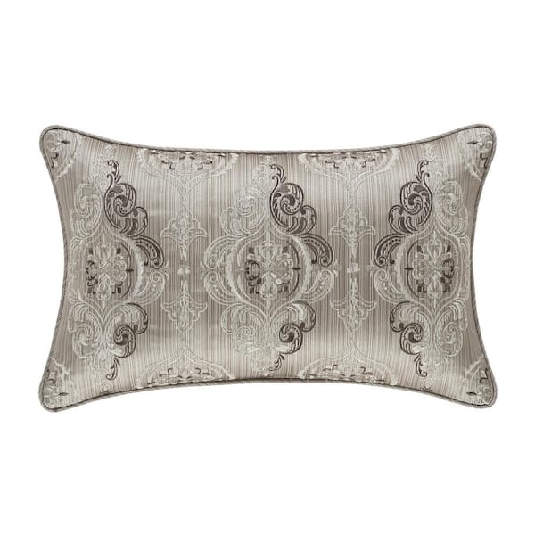 Unbranded Camilla Silver Polyester 14 in. x 22 in. Boudoir Decorative Throw Pillow