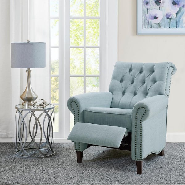 Jetta Light Blue 32.25 in. W x 38 in. D x 40.5 in. H Push Back Recliner