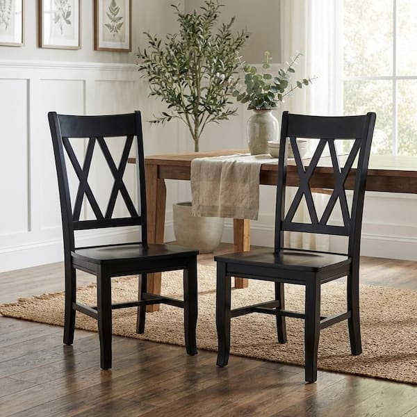 International Concepts Double XX-Back Solid Wood Black Side Chair