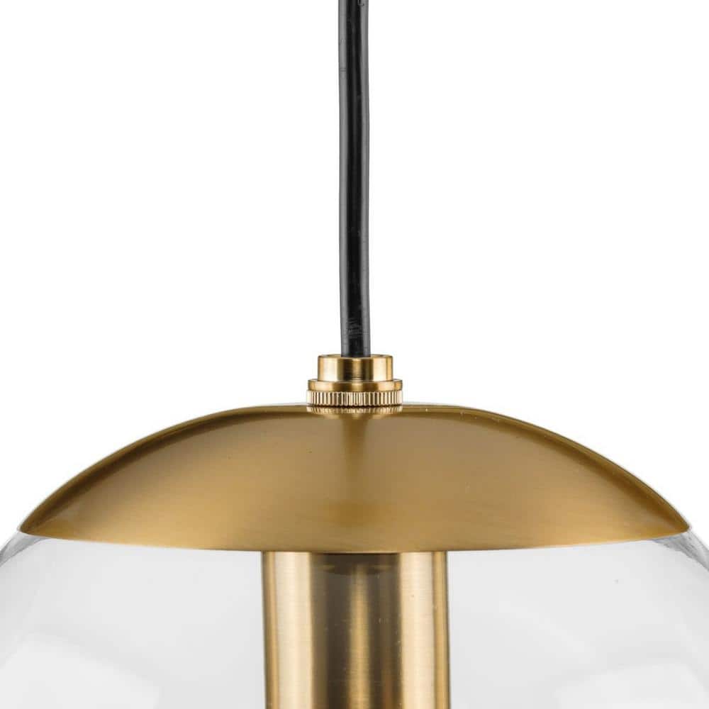 Atwell 1-Light Clear Glass Globe Pendant with Brushed Bronze Finish