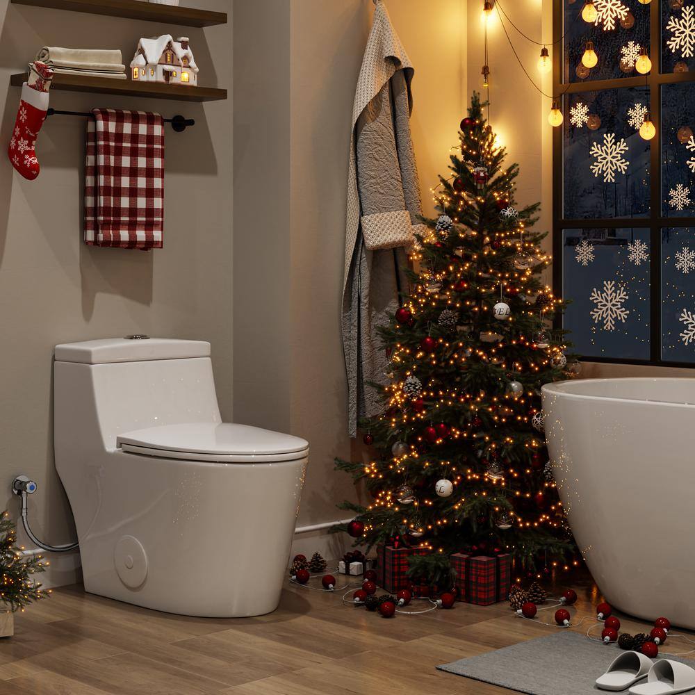 Greta White Elongated One-Piece Dual Flush Toilet