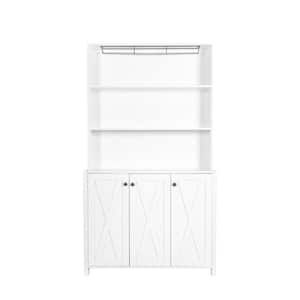 39.37 in. W x 15.75 in. D x 70.87 in. H White Freestanding Linen Cabinet, Drawers & Open Shelves