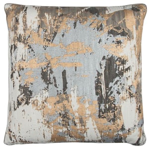 Gray Multicolored Geometric Polyester 20 in. x 20 in. Throw Pillow