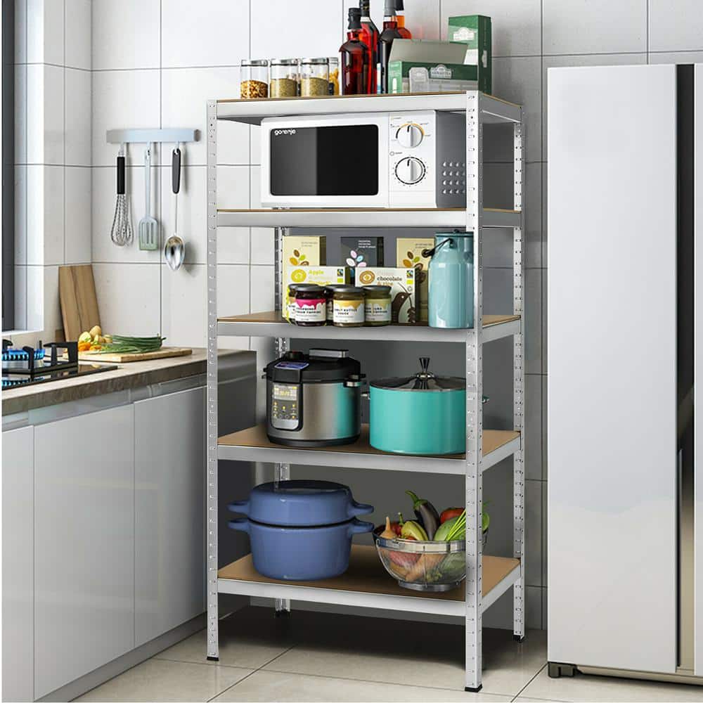 Silver Heavy Duty Adjustable 5-Level Steel Storage Shelves