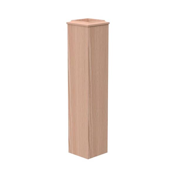 Stair Parts 4077 24 in. x 5in. Unfinished Red Oak Base Sleeve Newel Post for Stair Remodel
