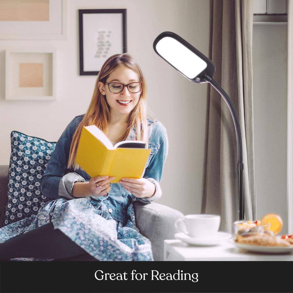 Adjustable Havana Brown LED Floor Lamp for Kids' Reading and Crafts
