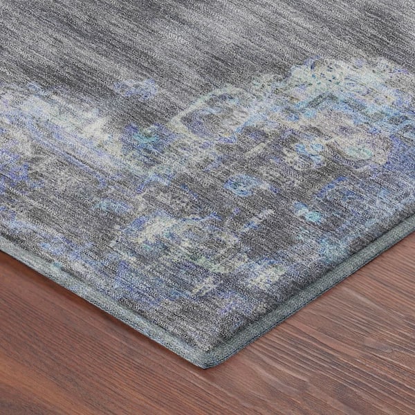 Mayfield Premium Machine Washable Abstract AMF2321 Graphite 9 ft. x 12 ft. Area Rug
