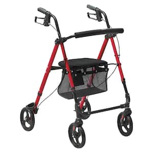 Foldable Rollator Walker 300 lbs. Load Mobility Rolling Walker with Adjustable Seat Handle 8 in. Wheels for Senior Adult