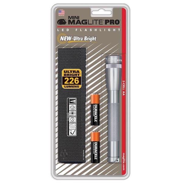 Maglite 2AA Gray LED Pro Mini Flashlight - The Home Depot