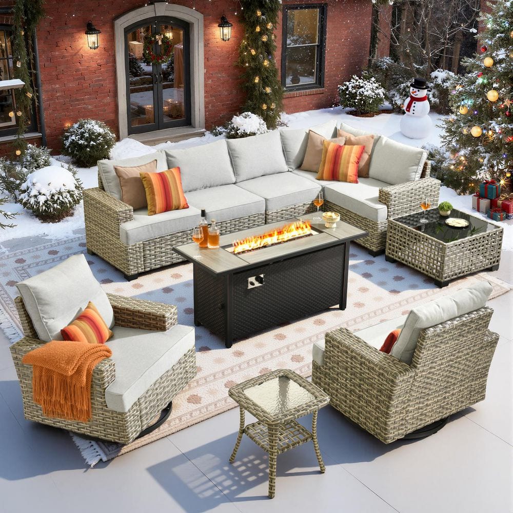 Toject Torino Gray 10-Piece Wicker Outdoor Patio Conversation Sofa