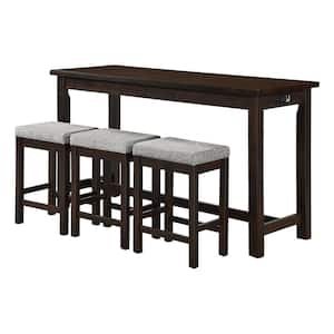 Brim 4-Piece Espresso Finish Wood Bar Table Set Seats 3