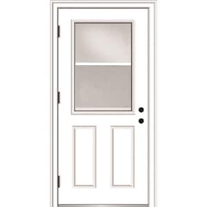 32 in. x 80 in. Vented Right-Hand Outswing 1/2 Lite Clear Primed Steel Prehung Front Door with Brickmould
