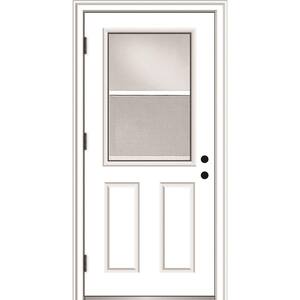 36 in. x 80 in. Vented Right-Hand Outswing 1/2 Lite Clear Primed Steel Prehung Front Door with Brickmould